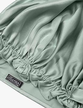 LilySilk Silk Bonnet for Sleeping Womens Sleep Cap 100% 19MM Mulberry Silk for Long Curly Hair Adjustable Stretchy Avocado Green