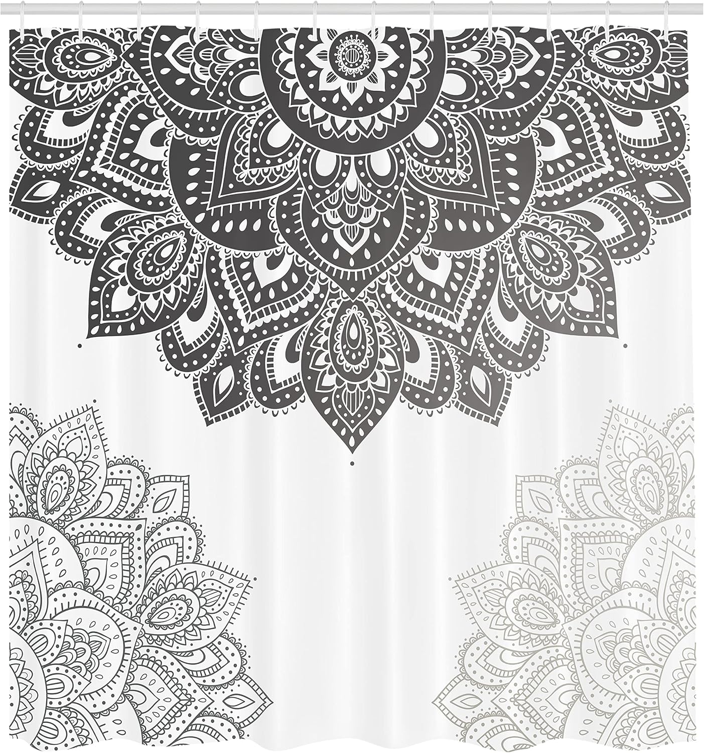 Ambesonne Flora Shower Curtain, South Mandala Design Vibrant Color Ornamental Illustration, Cloth Fabric Bathroom Decor Set with Hooks, 69" W x 75" L, Sage Green