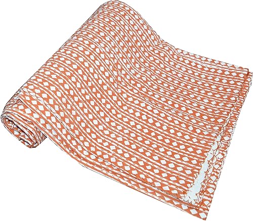 Miniatura 10 de Kantha Bedspreas - Colcha con estampado de bloques indios, tamaño Queen, manta Kantha Bedspreas de algodón puro (90 x 108 pulgadas, floral blanco)