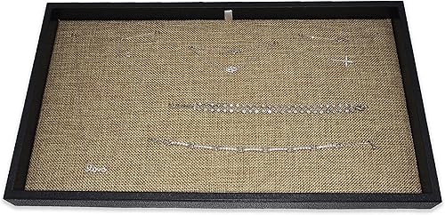 Miniatura 8 de CuteBox Bandeja de plástico negro con almohadilla de arpillera para minoristas, mercancías, joyas, exhibición, organización, almacenamiento, uso