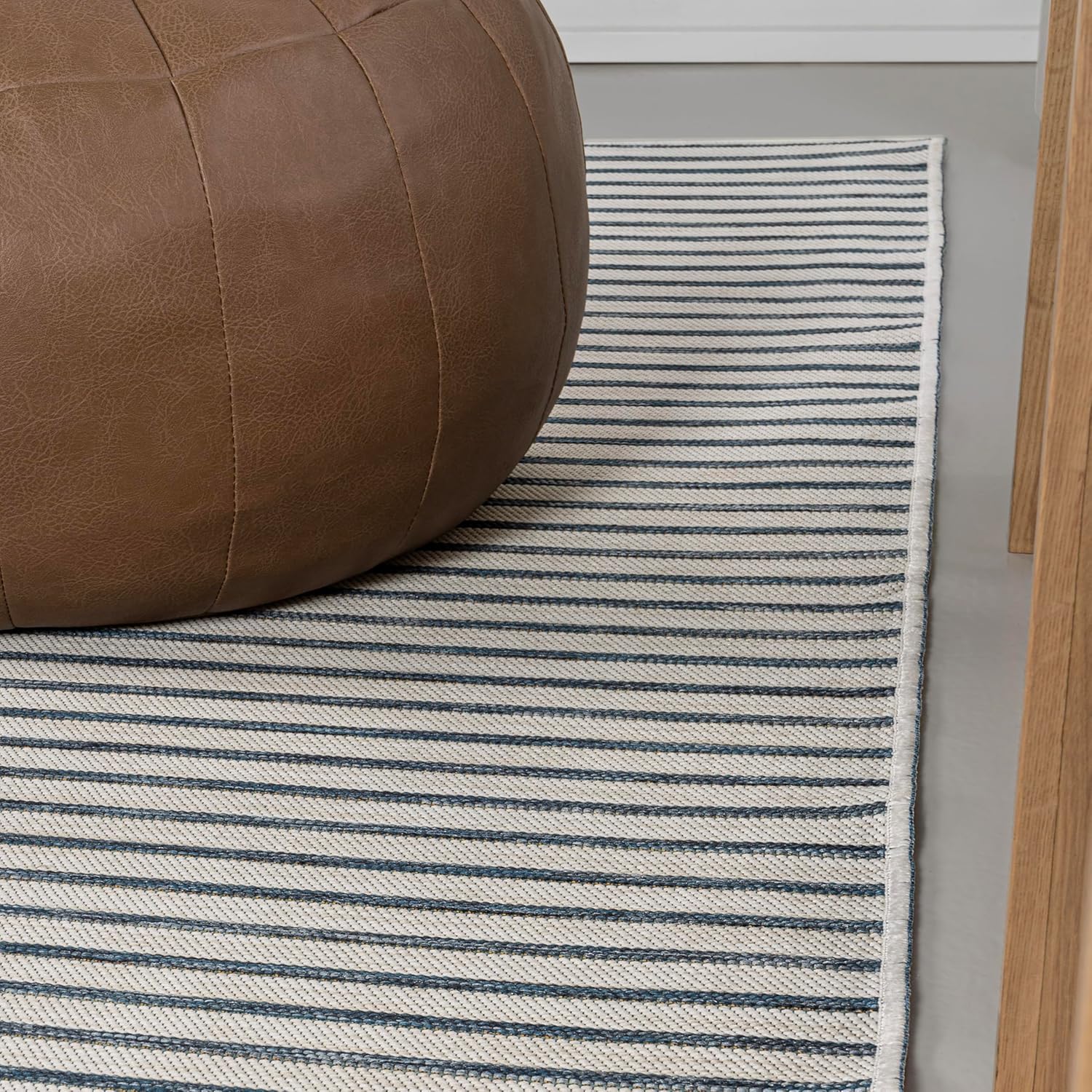 JONATHAN Y Pinstripe Reversible Washable Indoor Outdoor Runner Rug 2X8 Navy/Cream, Damon Classic Coastal for Backyard, Patio, Porch, Easy-Cleaning, Pet-Friendly, Non-Shedding (SVH102A-28)