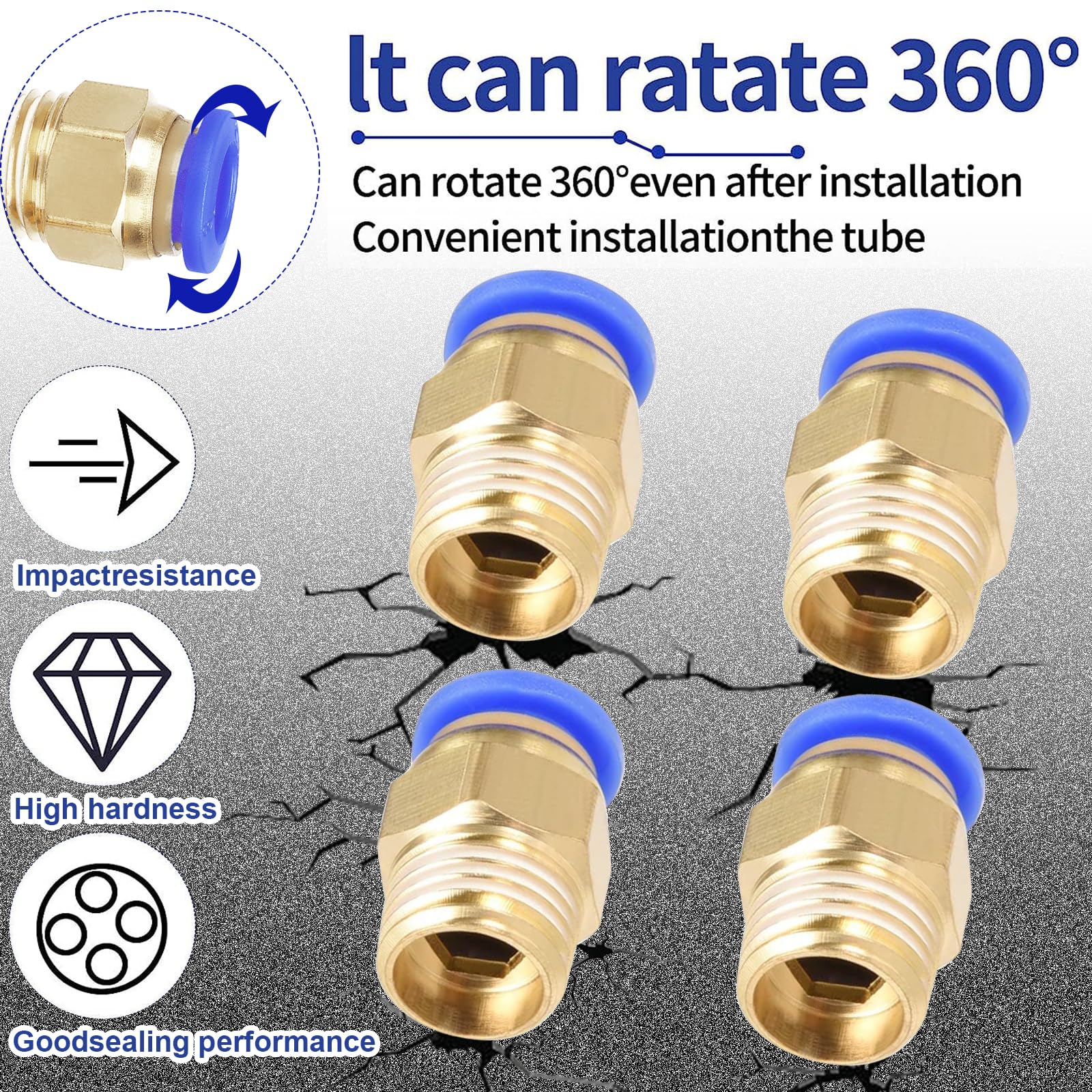 5 Pcs 1/8" PT Male Thread 6mm Push In Joint Pneumatic Connector Quick Fittings P - Foto 10