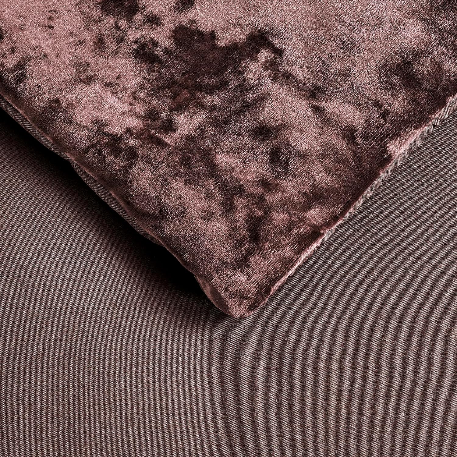 Fredsure Distressed Velvet Comforter Set, 5 Pieces Brown King, Distressed Velvet Face and Brushed Microfiber Reverse - Image 5