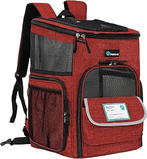 PetAmi Dog Backpack Carrier, Airline Approved 4-Way Entry Cat Bag, Red