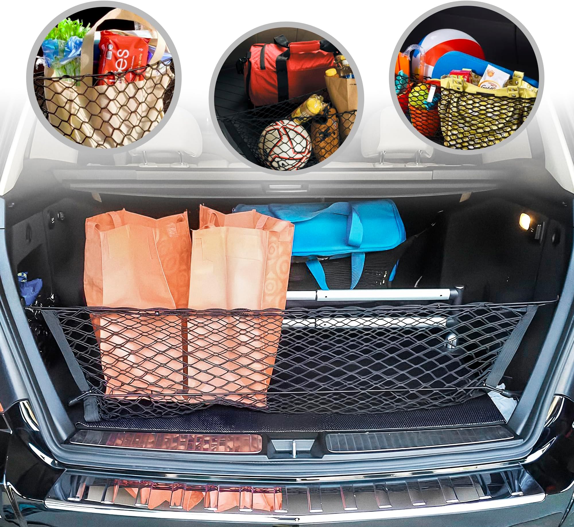 Envelope Style Trunk Mesh Cargo Net for Mercedes Benz GLK250 GLK300 GLK350 2009-2015 - Premium Trunk Organizer and Storage - Luggage Net for Crossover - Best Car Organizer for Mercedes Benz GLK