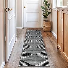 Rugshop Marbella Bohemian Stripes Washable Non Slip Area Rug 2' x 4' Black