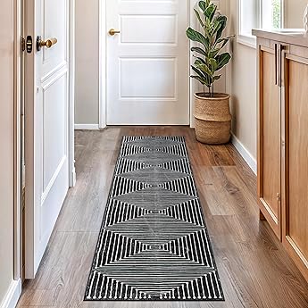 Rugshop Marbella Bohemian Stripes Washable Non Slip Area Rug 2' x 4' Black