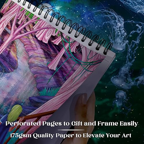 Miniatura 5 de ColorIt Dreamland - Libro para colorear para adultos, encuadernado en espiral, 50 conceptos únicos de ensueño, impreso de una sola cara en papel