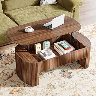 Tribesigns 120 CM Oval Lift Top Coffee Table with Storage Shelf for Living Room