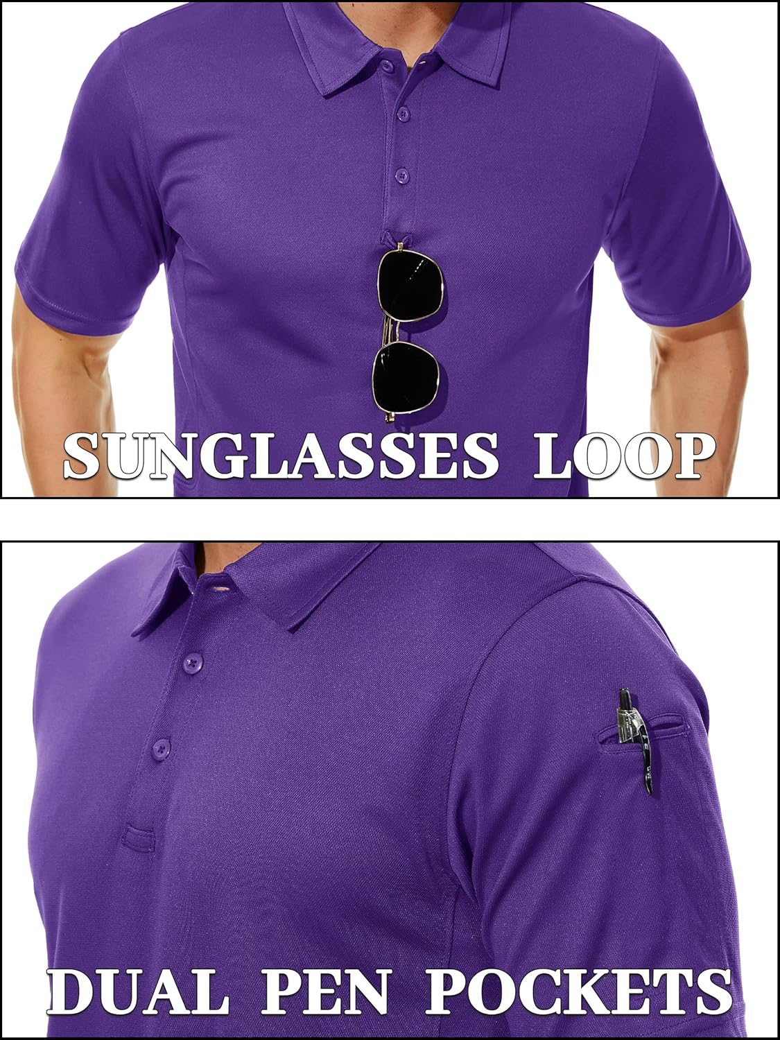 TACVASEN Mens Polo Shirts Short Sleeve Quick Dry Collared Shirt Performance Pique Polos for Athletic Tactical Golf Work