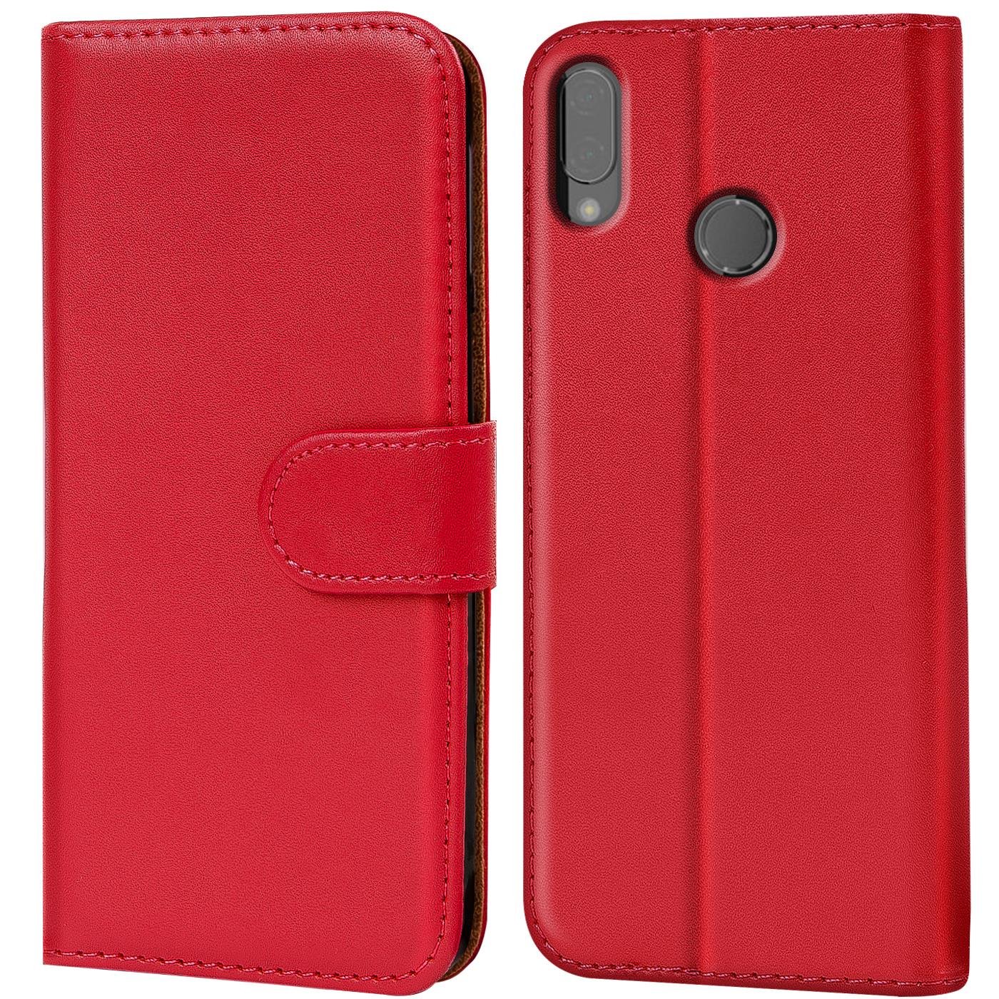 Custodia Verco Per Huawei P20 Lite, Cover Portafoglio In Similpelle Rossa Con Chiusura Magnetica E Silicone Interno - 2