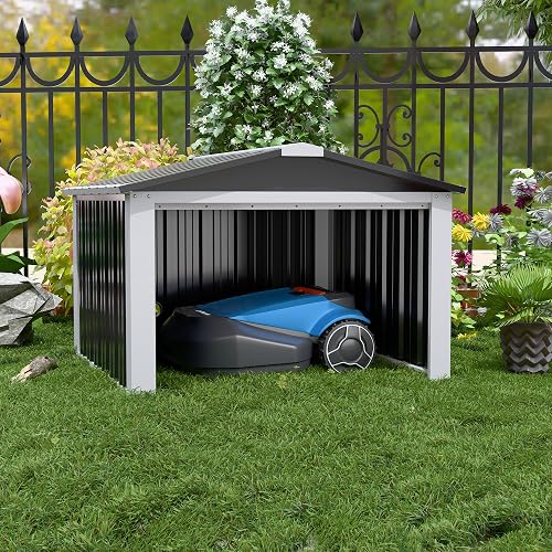 SUPEER - Garage per robot tosaerba in metallo con tetto a…