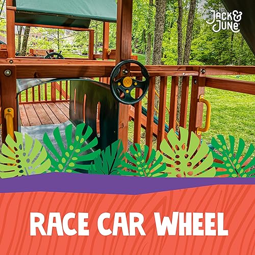Miniatura 2 de Jack and June Signature Playset - Rueda de carreras amarilla y verde hecha de material resistente y duradero