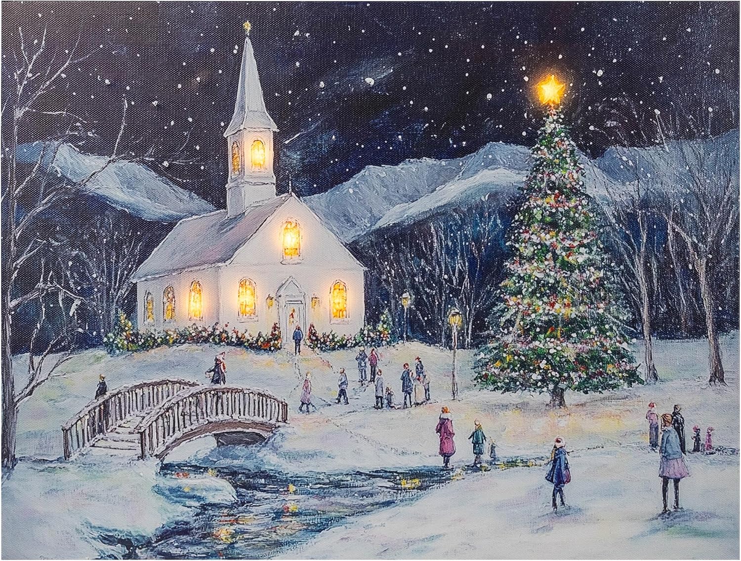 Northlight LED Lighted Snow Covered Church Christmas Wall Art - 12" x 15.75"