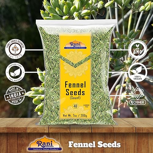 Miniatura 6 de Rani - Semillas de hinojo (Saunf Sabut) - Especias enteras de 7 onzas (7.05 oz)  totalmente naturales  Apto para gluten  Sin OMG  Veganas  Origen