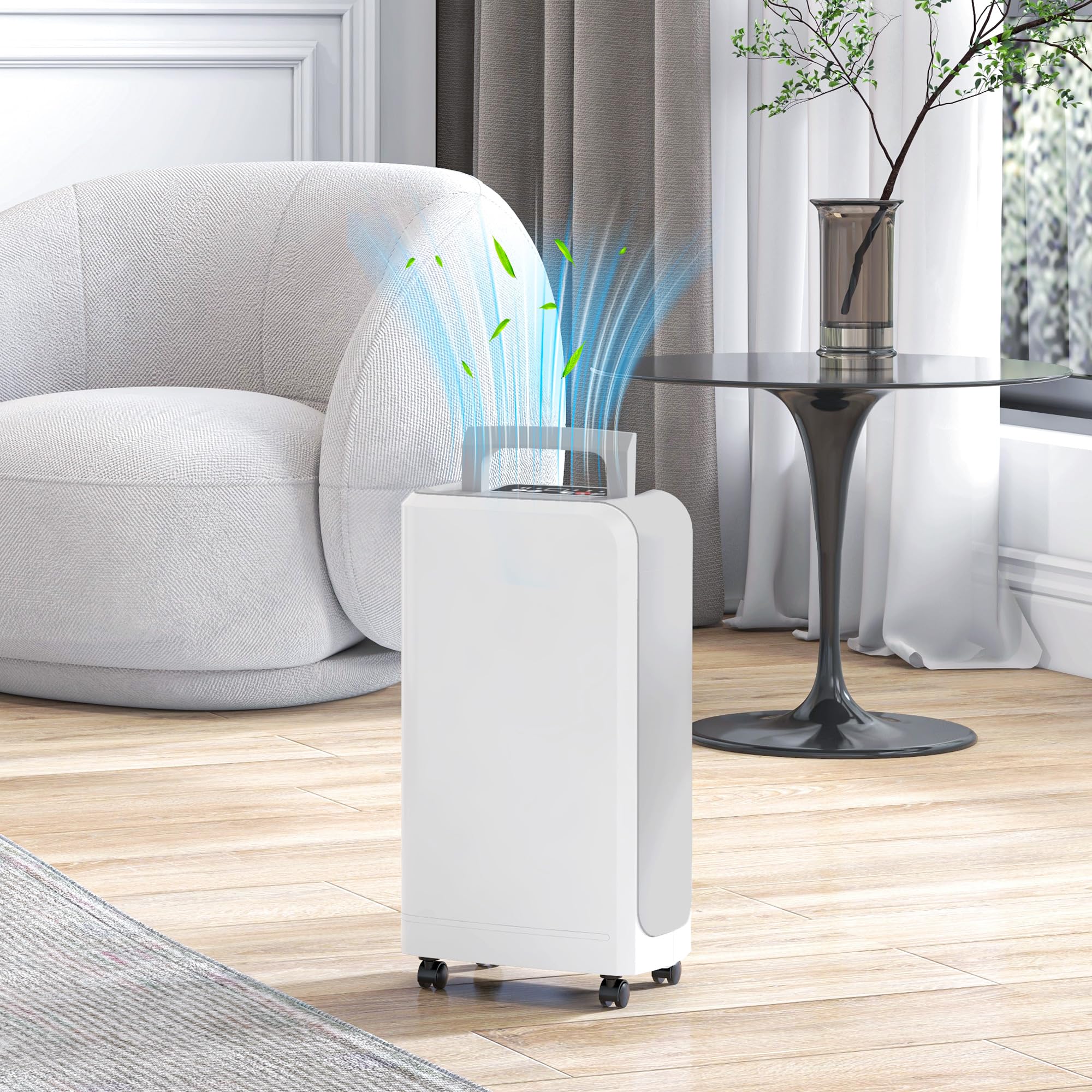 HOMCOM Deumidificatore Portatile 12L/24h per 18㎡ con 4 Funzioni Bianco | Serbatoio da 800mL, Deumidificatore Casa Muffa con Filtro, Maniglia, Display, Timer 24 Ore, Ruote, Spegnimento Automatico