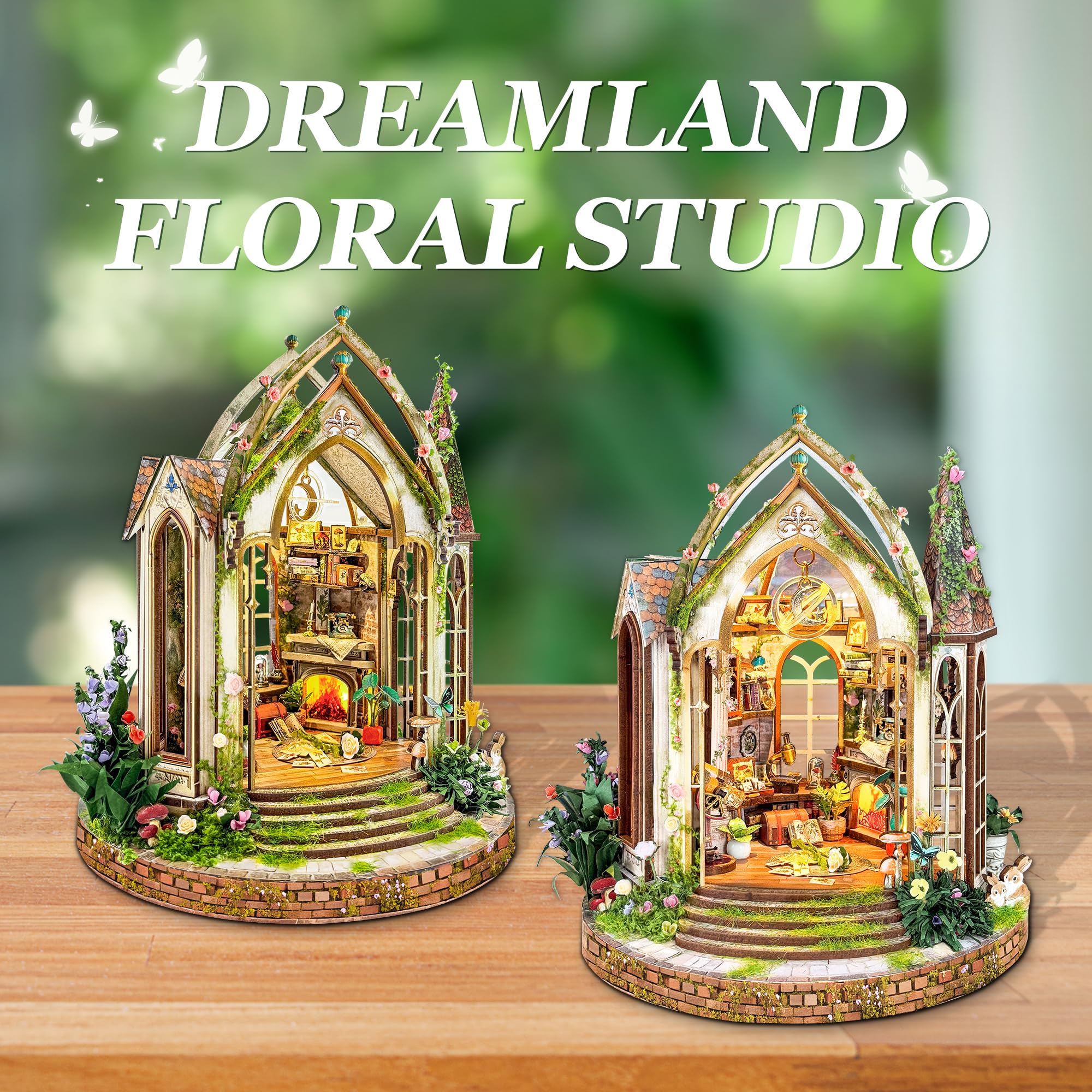 DIY Miniature House Kit Greenhouse,Tiny House Kit for Adults to Build,Collectible dollhouses Making Kit with Furniture,Festival Decorations/Gifts for Family and loved -Dreamland Floral Studio(SQ-66) - Image 2