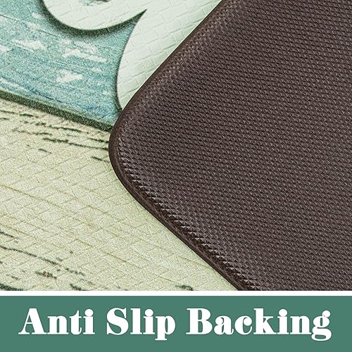 Miniatura 4 de ROSMARUS Juego de 2 alfombras de cocina antifatiga, antideslizantes, impermeables, acolchadas, cómodas, de pie, para suelo (17 x 30 + 17 x 47