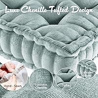 Vista 3 de Azza - Puf cuadrado con diseño inteligente, de felpilla con tufting y bordes festoneados, hipoalergénico, cojín para banco o silla también