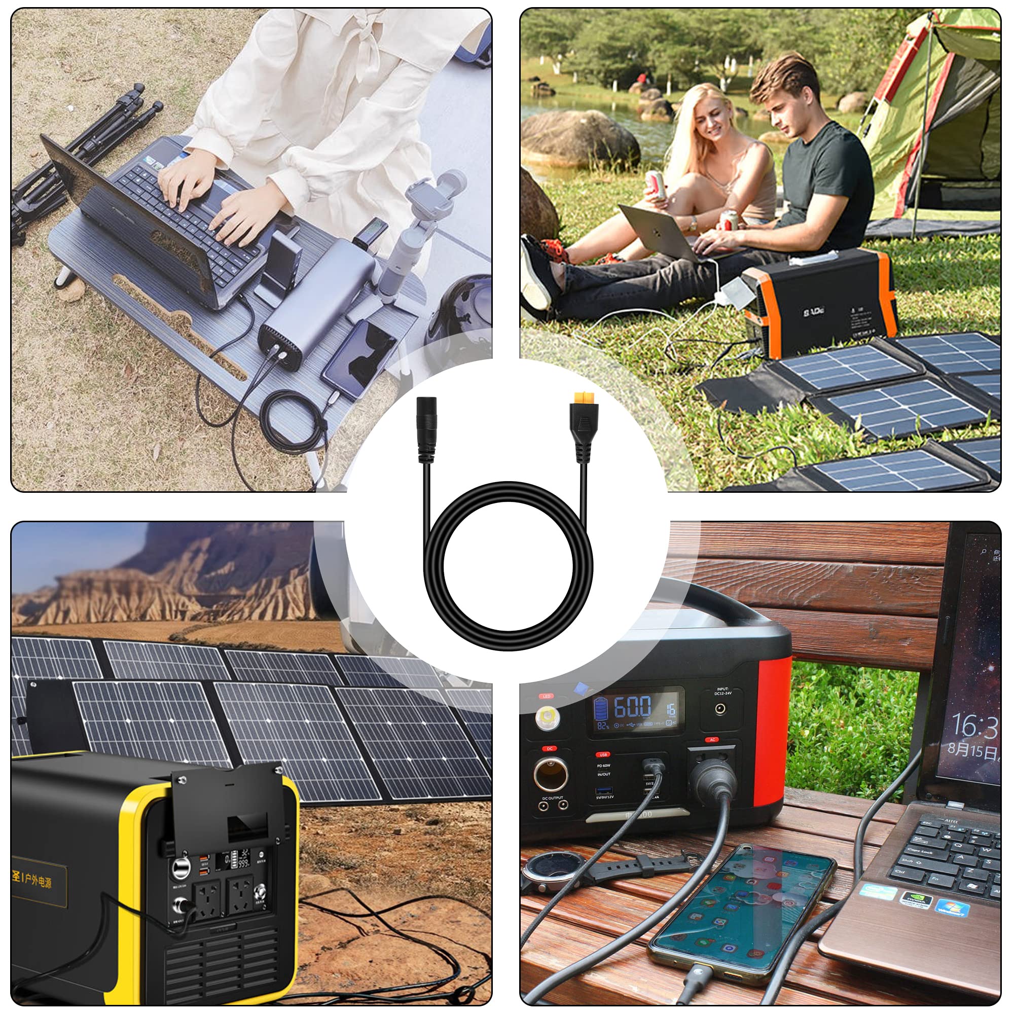 Adaptateur Câble XT60I Femelle Vers DC 7909 Mâle - 1m - 14 AWG - Pour Panneaux Solaires, Modélisme