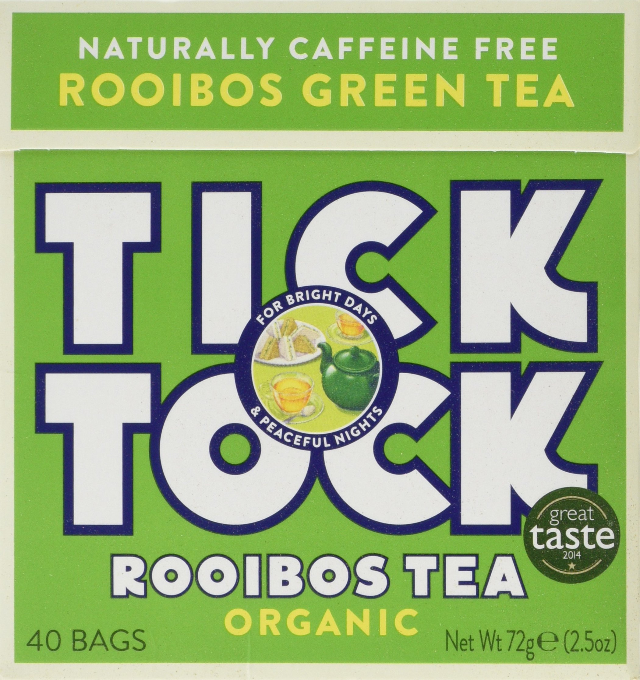 Tick Tock Organic Rooibos Green Tea, 40 Bags, 72g