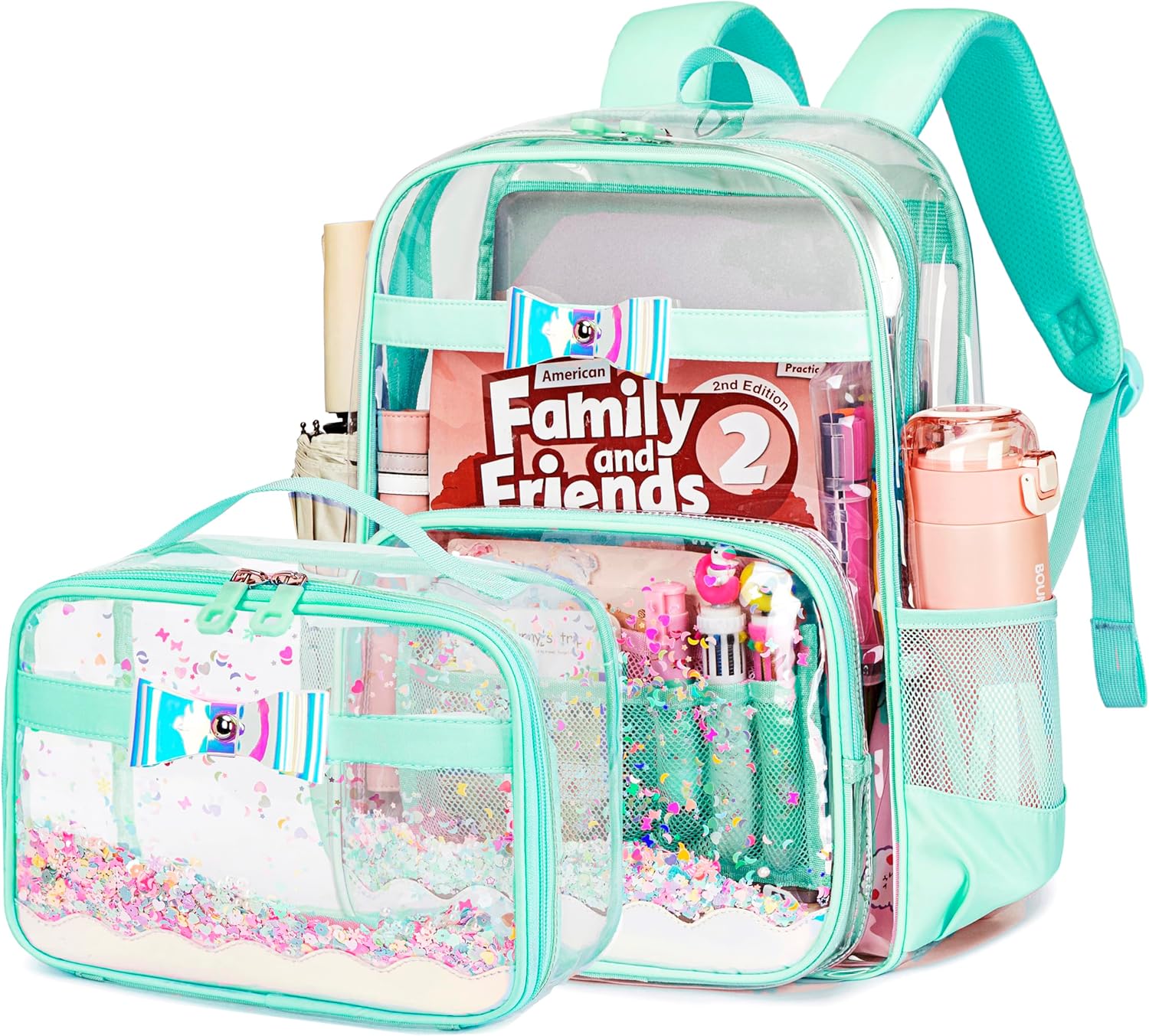 Gazigo Girls Backpack with Lunch Box Elementary School Kids Bookbag Set Cute Bunny Backpack for Girls Kindergarten Primary Kawaii Toddler Knapsack(Lunch Bag Sets Pink)