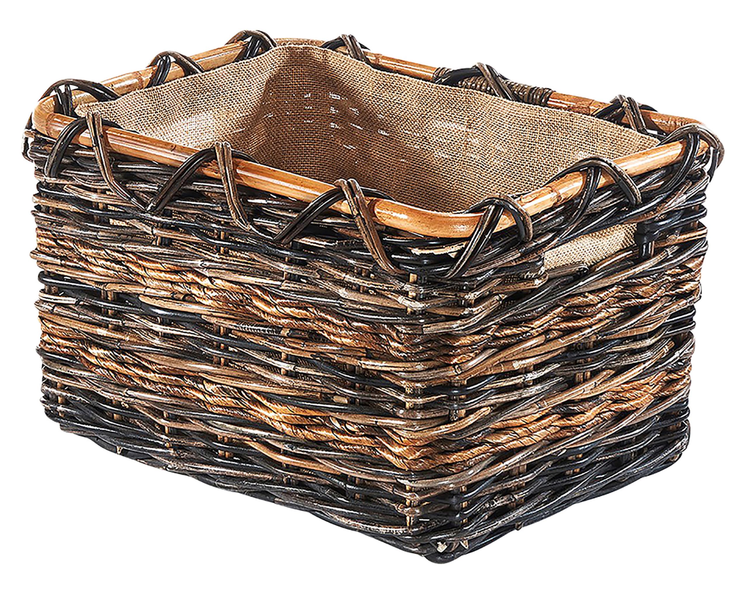 Kobolo Holzkorb aus Rattan und Bananenblatt 50x37x30 cm Braun