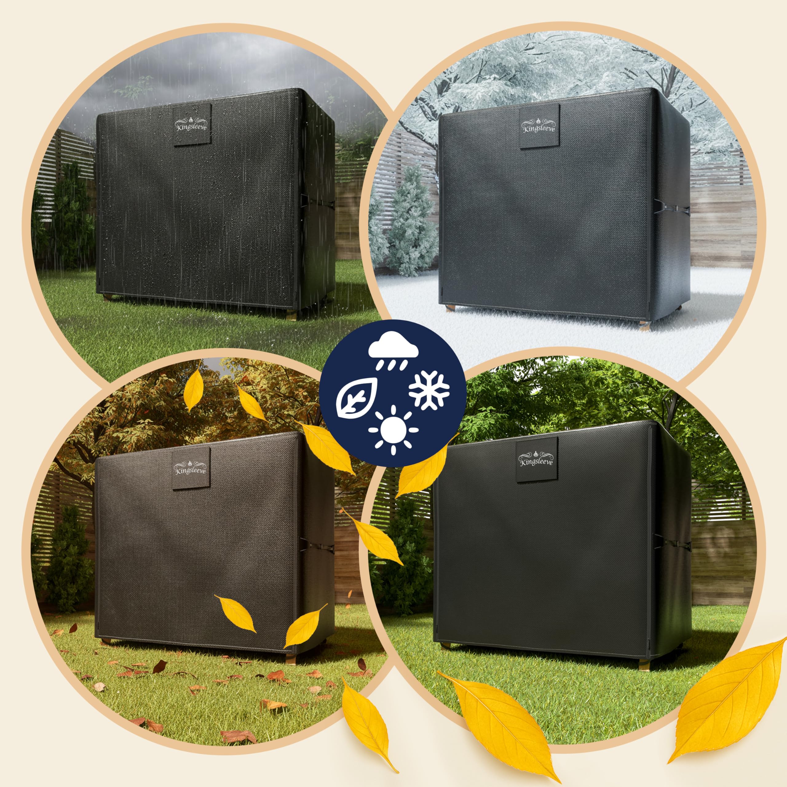 Kingsleeve® Housse de Balancelle de Jardin 2-3 Places en Tissu Oxford - Bâche de Protection Imperméable en Polyester Haute Qualité, Anti-Gel, Anti-UV, 175 x 125 x 160 cm