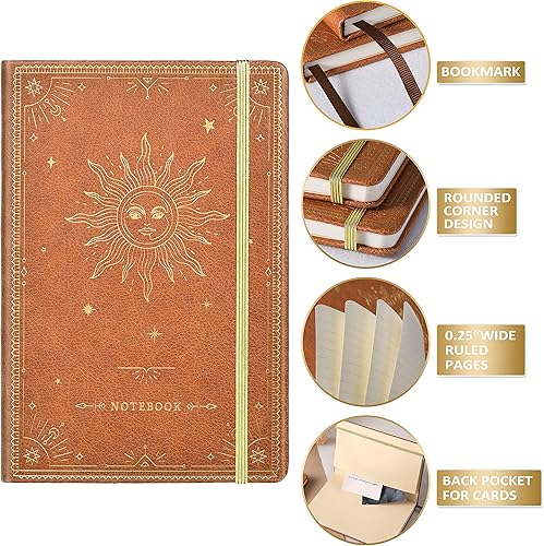 Miniatura 3 de Cuadernodiario a rayas  Cuaderno clásico de piel sintética de papel grueso de alta calidad con bolsillo + separadores de páginas, regalos, bandas,