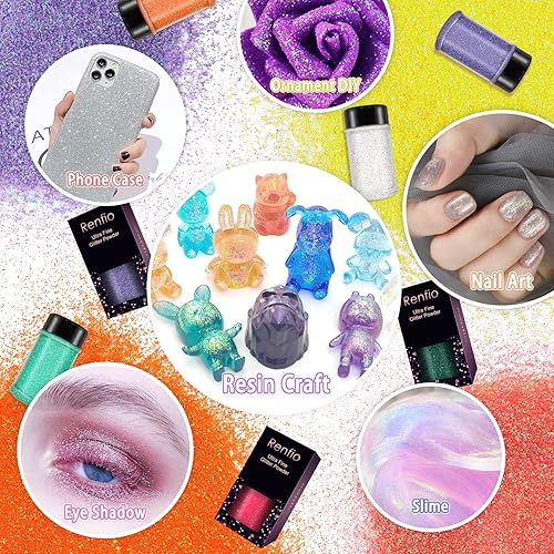 Miniatura 26 de Renfio Polvo ultra fino de purpurina rojo vino oscuro, 2.11 onzas (2.12 oz), copos de PET, manualidades, lentejuelas, decoración de slime, seguro