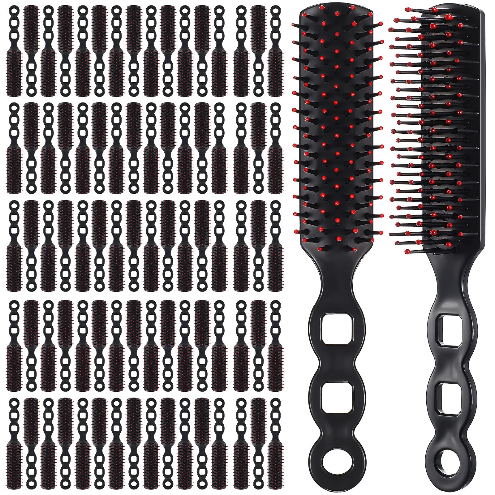 200 Pcs Hair Brushes for Homeless Individually Wrapped Detangling Brush Curly Hair Brush Vent Hairbrush Comb Pp Material Curly Wavy Hair Blow Drying Styling for Shelter Hotel Woman Man, Black