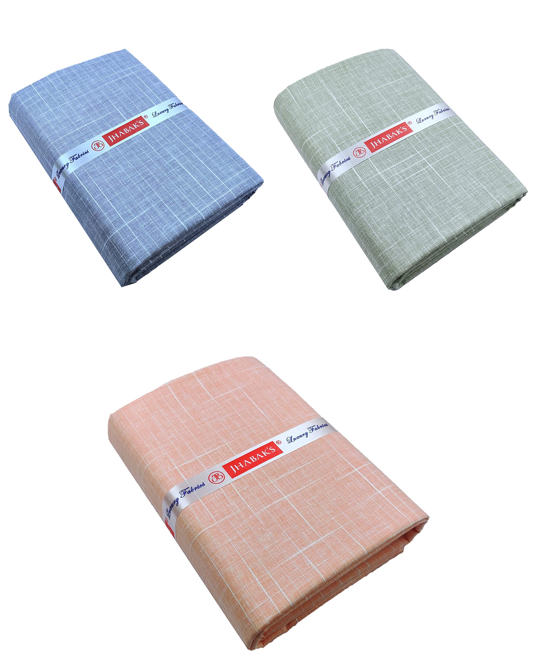 jhabak's Premium Cotton Linen Blend Self Design Shirt & Kurta Fabric- Pack of 3-2.25M Shirt Cloth OR 3.00M Kurta Material-picture-32