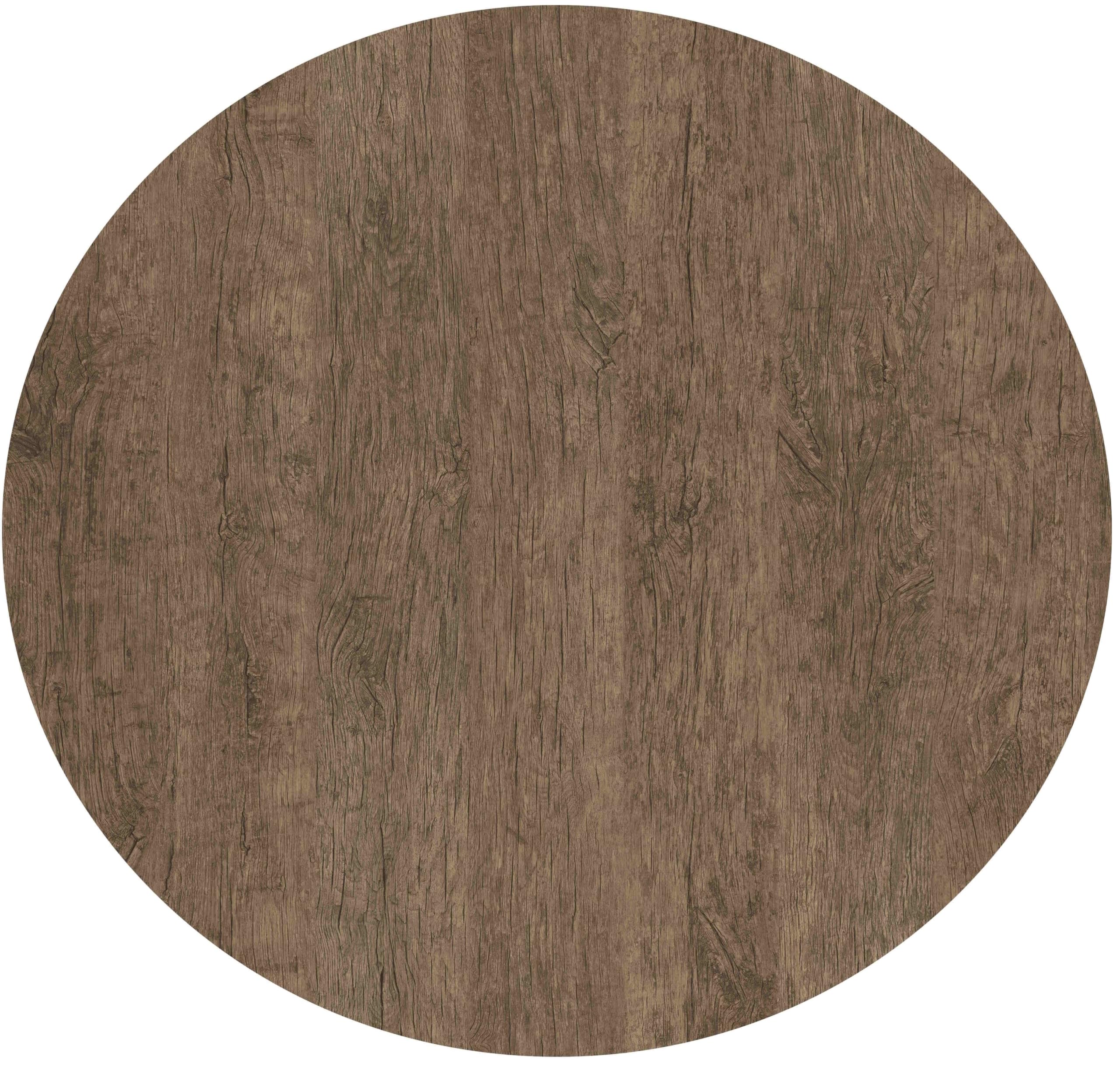 Tischplatten, Dekor Rustik Dark Oak 80 cm rund, wetterfest für Garten, Terrasse, Balkon in Gastroqualität Ersatztischplatte Bistro Tisch Werzalitverfahren Wermodin Topalit Werza