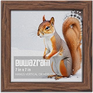 Rustic Walnut 7x7 Frame - Single Frame, 7 x 7 Poster Frame for Artwork, Puzzles, Photos and Movie Posters Picture Frames