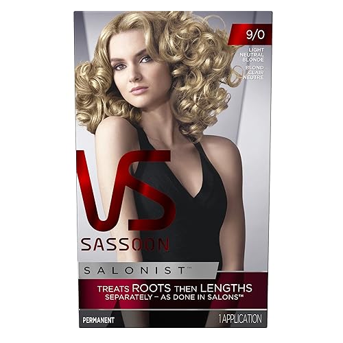 Vidal Sassoon Salonist Kit de color permanente para cabello, color 1/0 Neutral Black, 9/0 Rubio neutro claro Rubio neutro claro,Rubio neutro muy