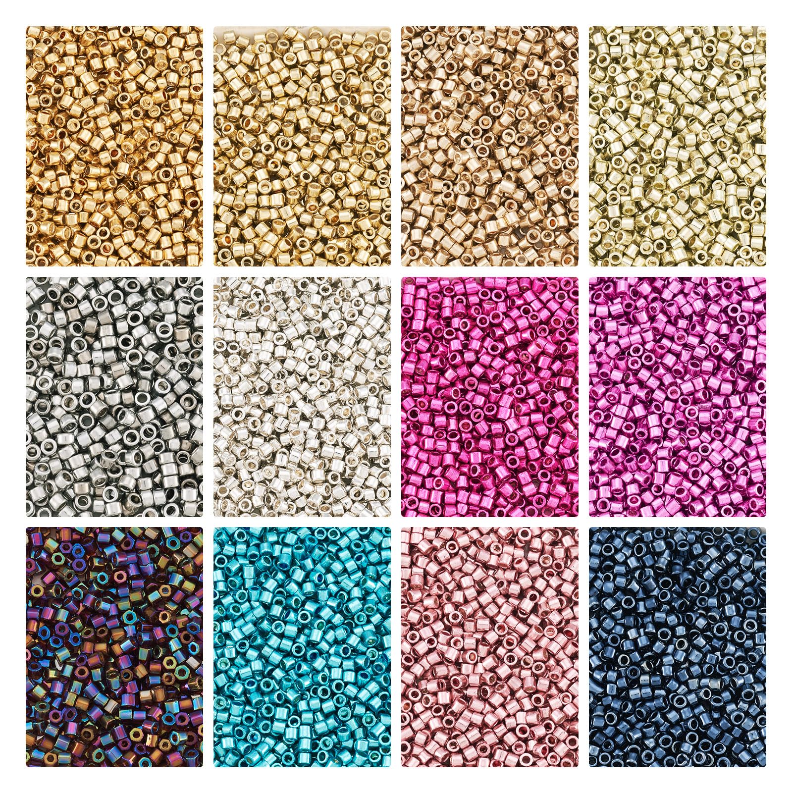 Perles tubulaires en verre métallique éclat brillant pour bijoux et broderies haute couture