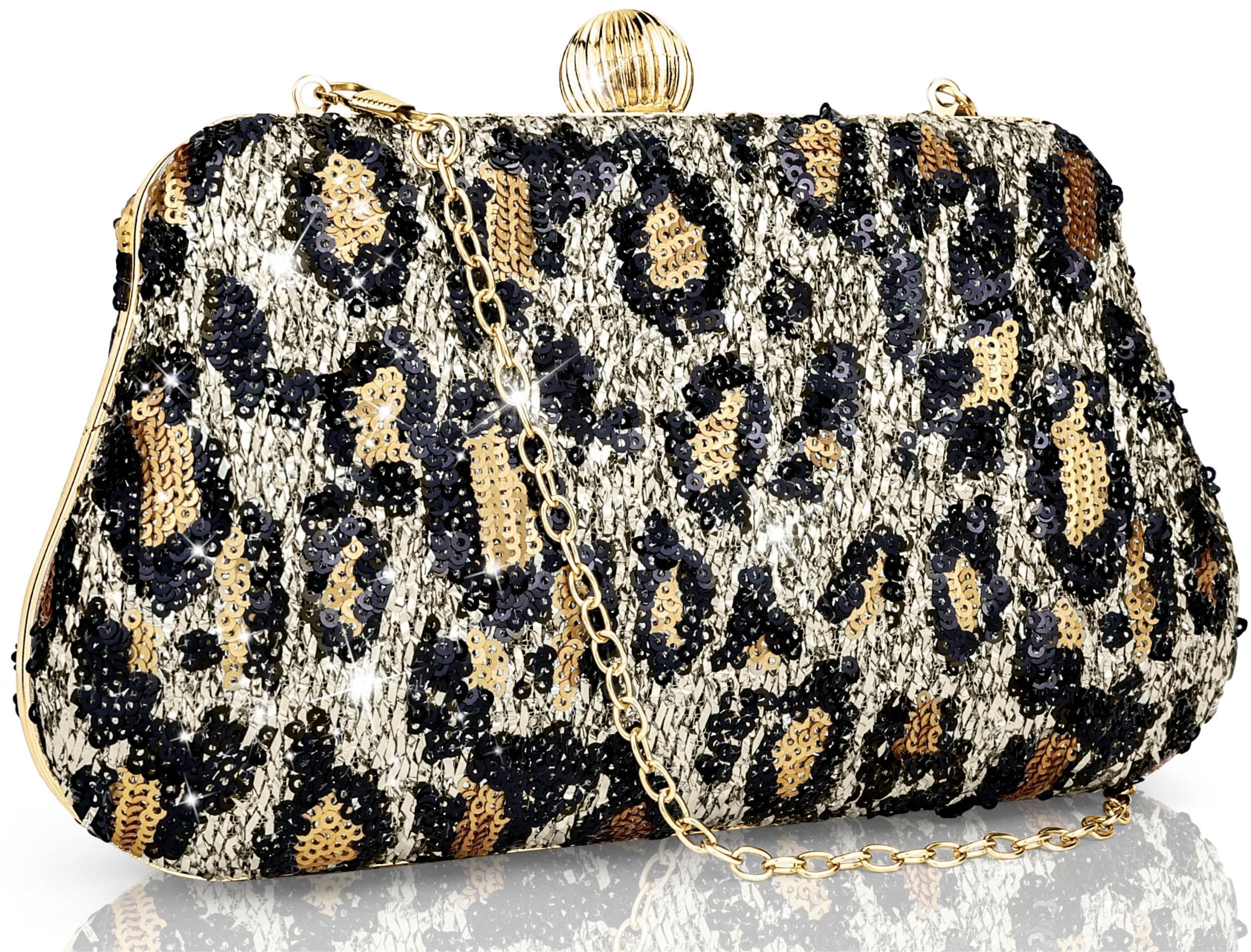 Farcauo Evening Bag Small Clutch Purses Leopard Purse Formal Wedding Handbag for Women Fashion Crossbody Bags With Chain
