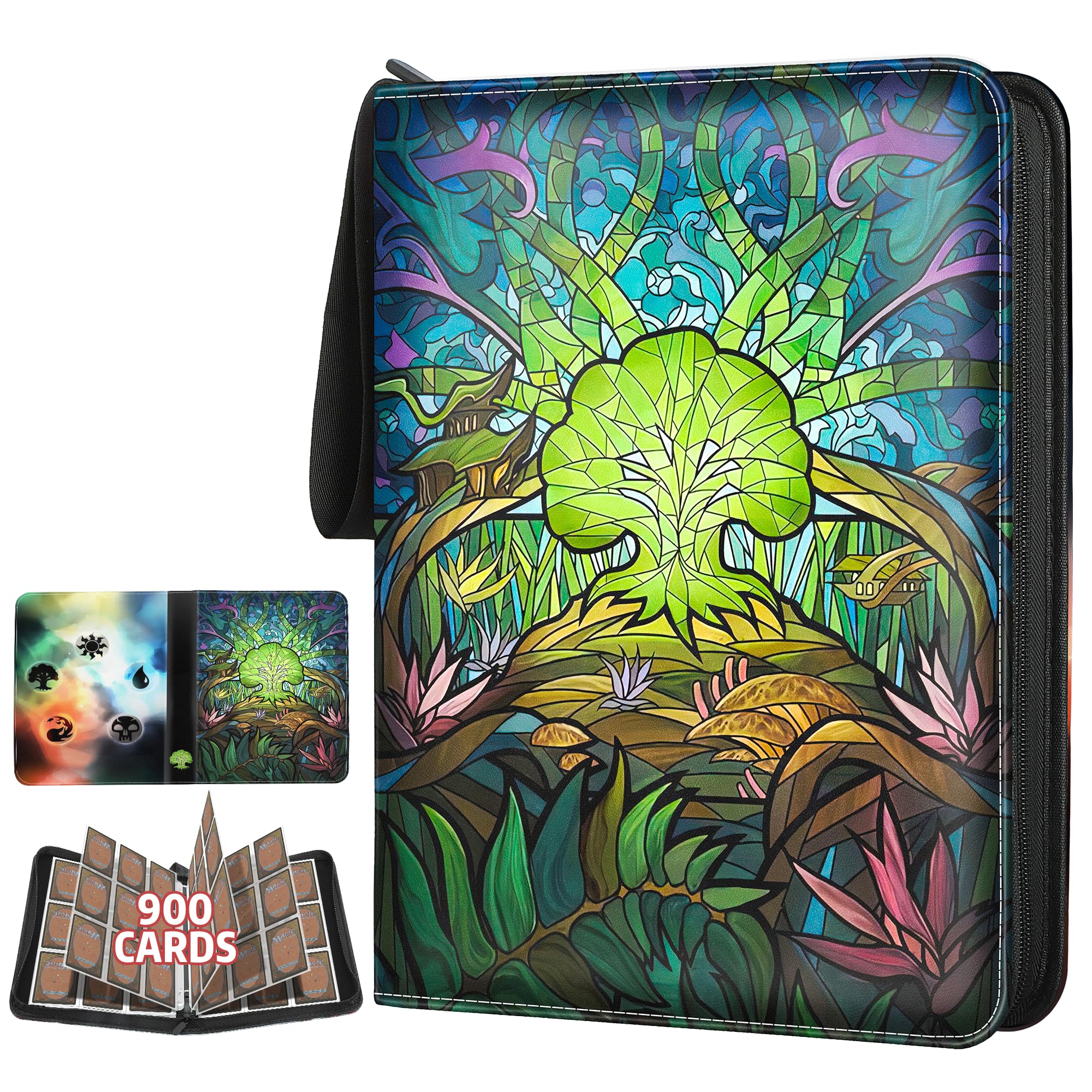 TCGUARD Sammelkarten Album für MTG, für 900 Karten, MTG Binder für Standardkarten, Karten Sammelalbum für YGO/PTCG Spielkarten für Kinder (9 Fächer, Grün)