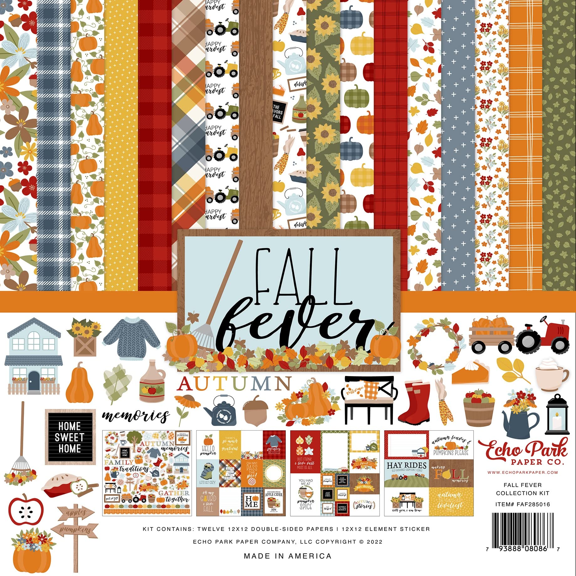 Echo Park Paper Company Fall Fever Collection Kit, Multicolor