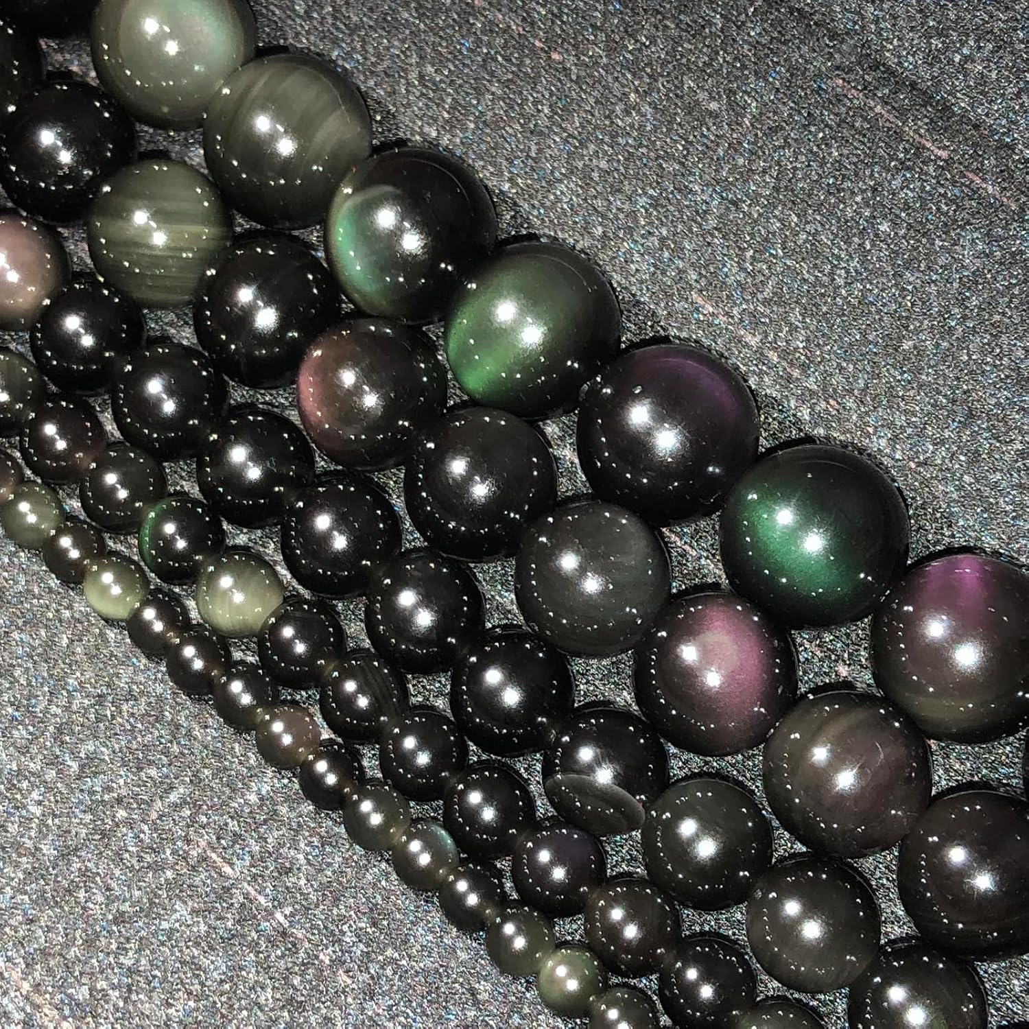 Cynbpm Rare Gemstone Natural Stone Beads Rainbow Obsidian Round Loose Beads for Jewelry Making DIY Bracelet Necklace 10mm - Image 3