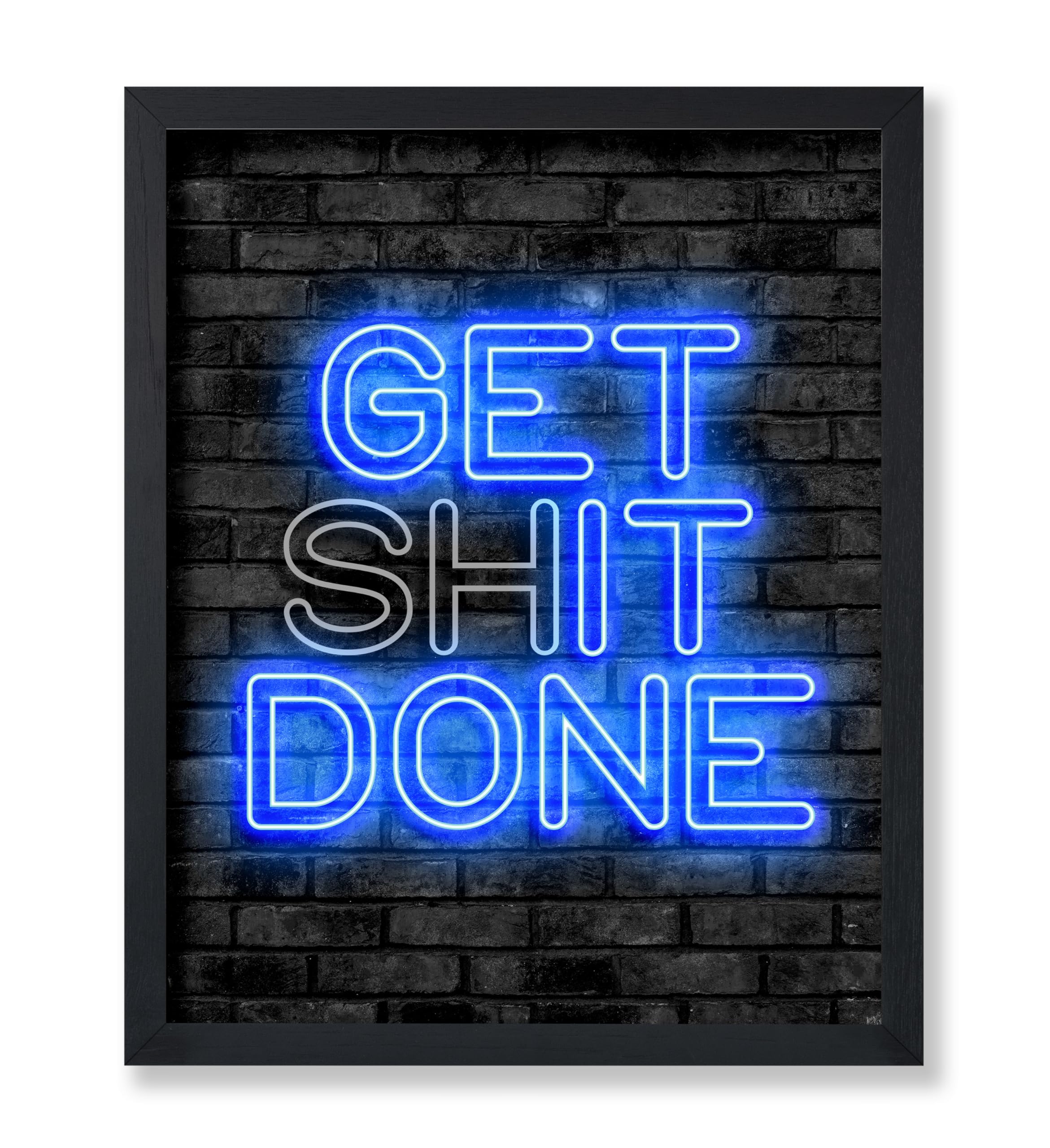Poster Master Get Shit Done Poster - Get It Done Print - Neon Art - Trendy Art - Motivational Art - Gift for Men & Women - Inspiring Decor for Bedroom, Living Room or Office - 8x10 UNFRAMED Wall Art