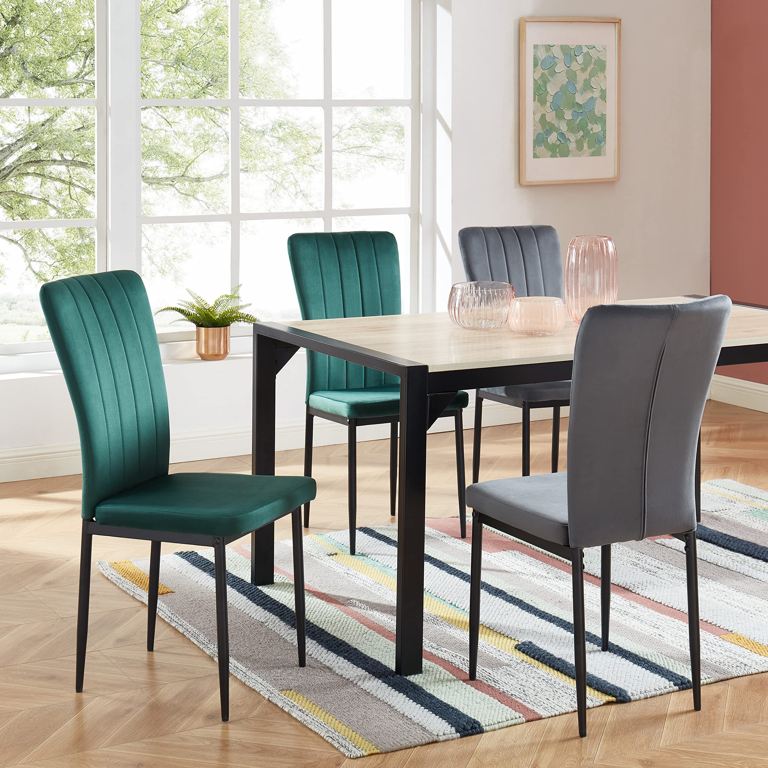 BAÏTA - Sedie Poppy Velluto Grigio Antracite Set di 4
