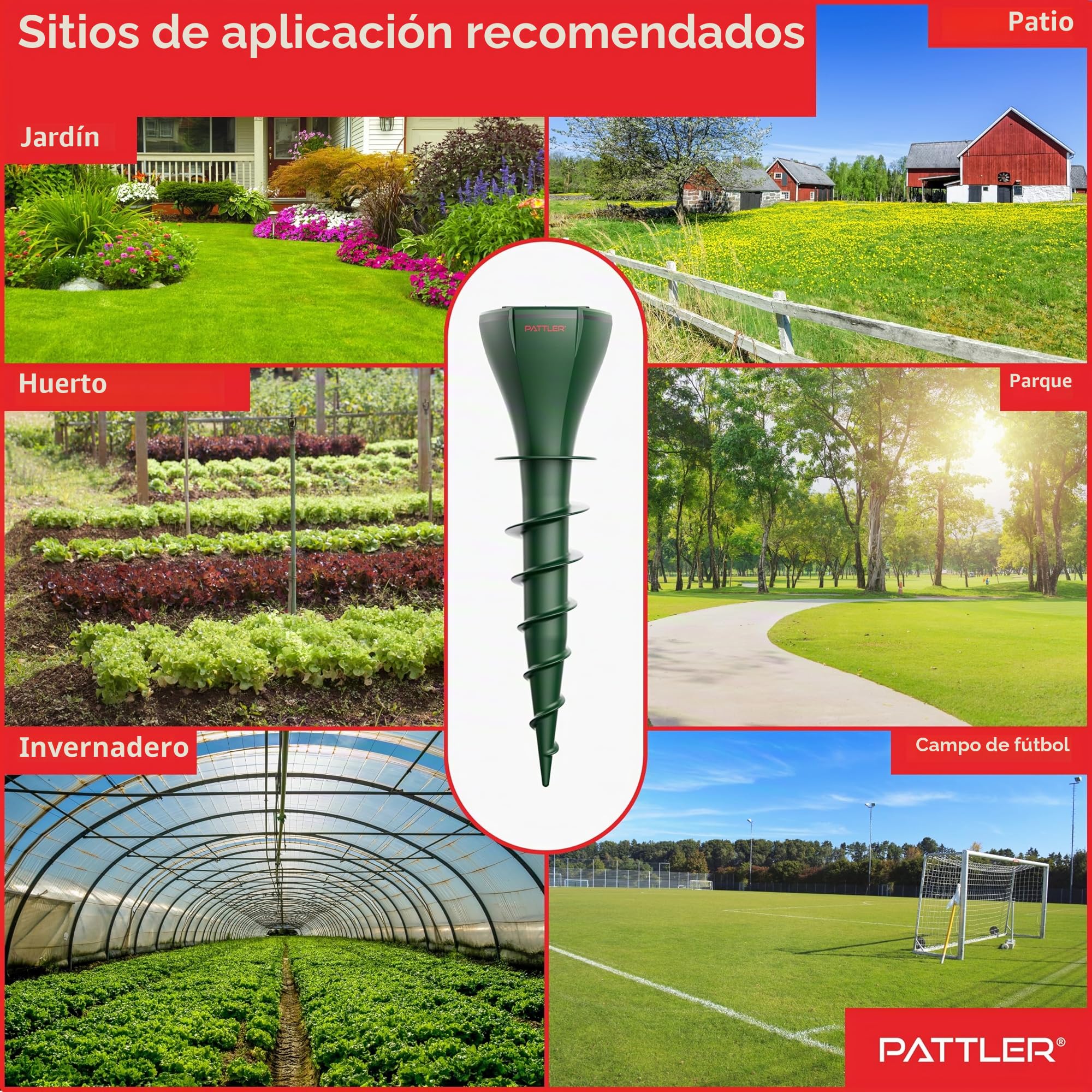 PATTLER® Juego de 2 distribuidores de Topos – Eficaz ahuyentar Topos en Aproximadamente 800 m² – Uso Flexible Gracias al módulo Solar – Innovador diseño de Tornillo Aumenta la eficacia