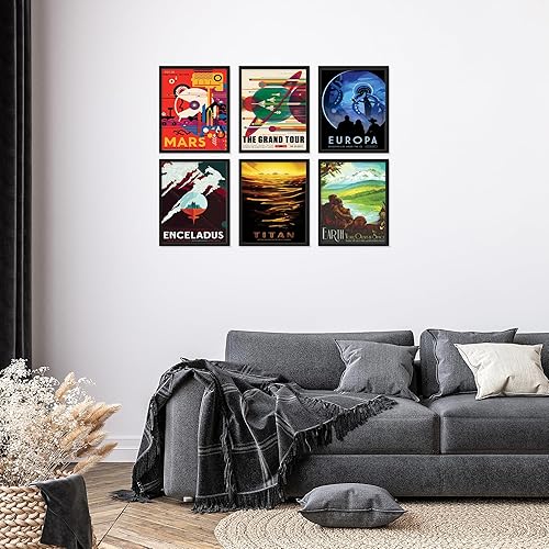 Miniatura 3 de TnT Prints TmO2 - Póster infantil de la NASA - Arte espacial de planeta de Marte - Arte espacial vintage - Juego de 6 sin marco (8 x 10)