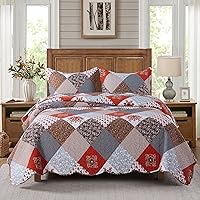 Vista 37 de Travan Juego de Edredón de 3 Piezas Colcha Acolchada Ligera Juego de Cubrecama Reversible con Estampado Floral Juego de Ropa de Cama Acolchada