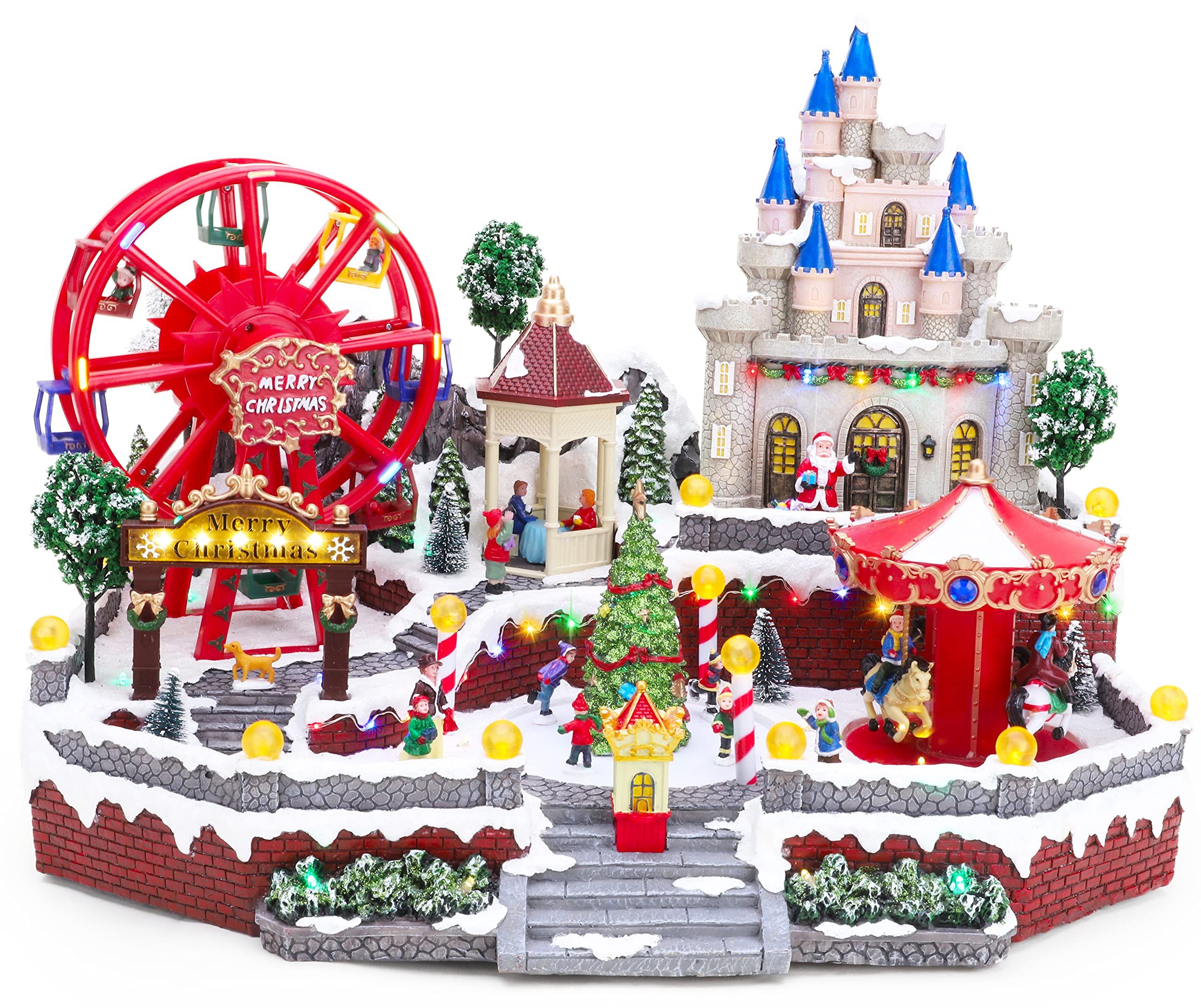 Christmas Concepts® 60cm (2ft) Giant Musical LED Animated Theme Park – Christmas Village – Plays 8 Christmas Melodies