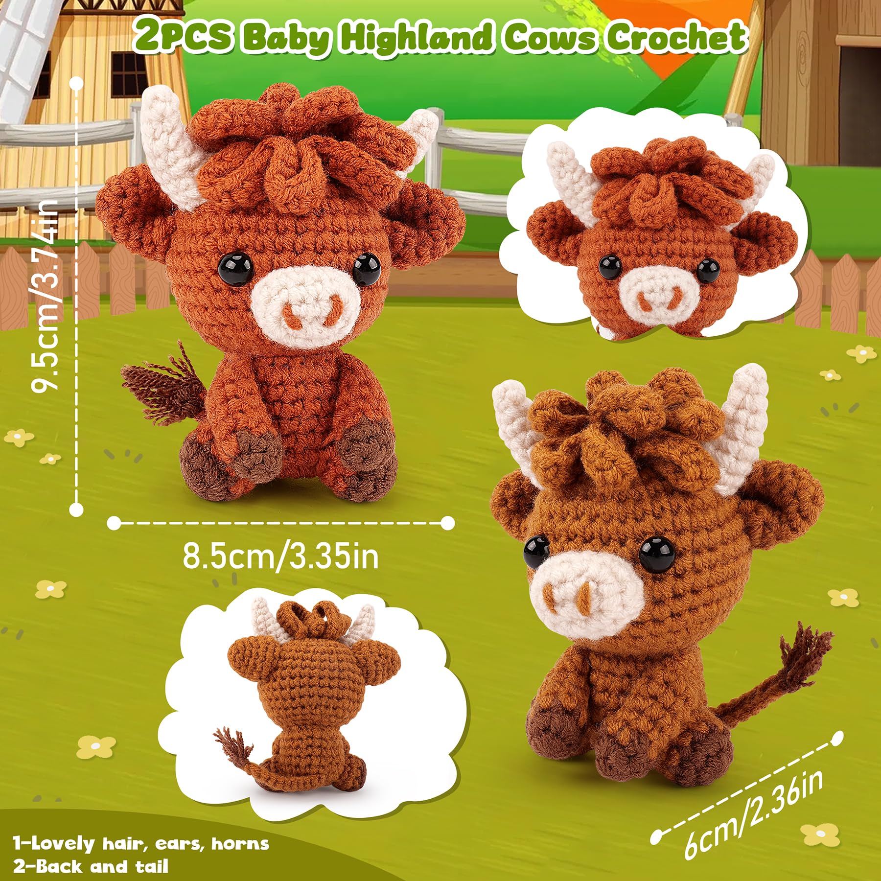 Crochet Kit for Beginners Adults Highland Cow Crochet Animal Kit Knitting Kit with Instructions Highland Cattle Crochet Complete Kit for Beginners Crochet Starter Kit Crochet Knitting Set - Image 2