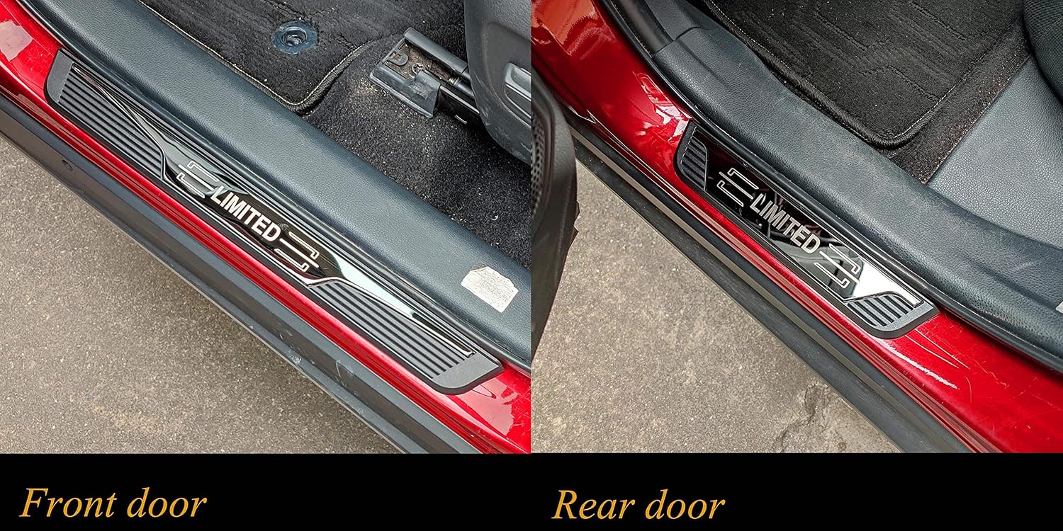Car Door Sill Protector for Maverick 2022 Accessories, Steel Plastic Auto Parts Door Entry Guard Scuff Plates Trim Covers (with LIMITED logo)