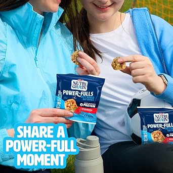 Nutri-Grain Power-Fulls Soft Baked Oat Bites, Protein Snacks, Whole Grain, Strawberry, 5.6oz Box (4 Pouches)