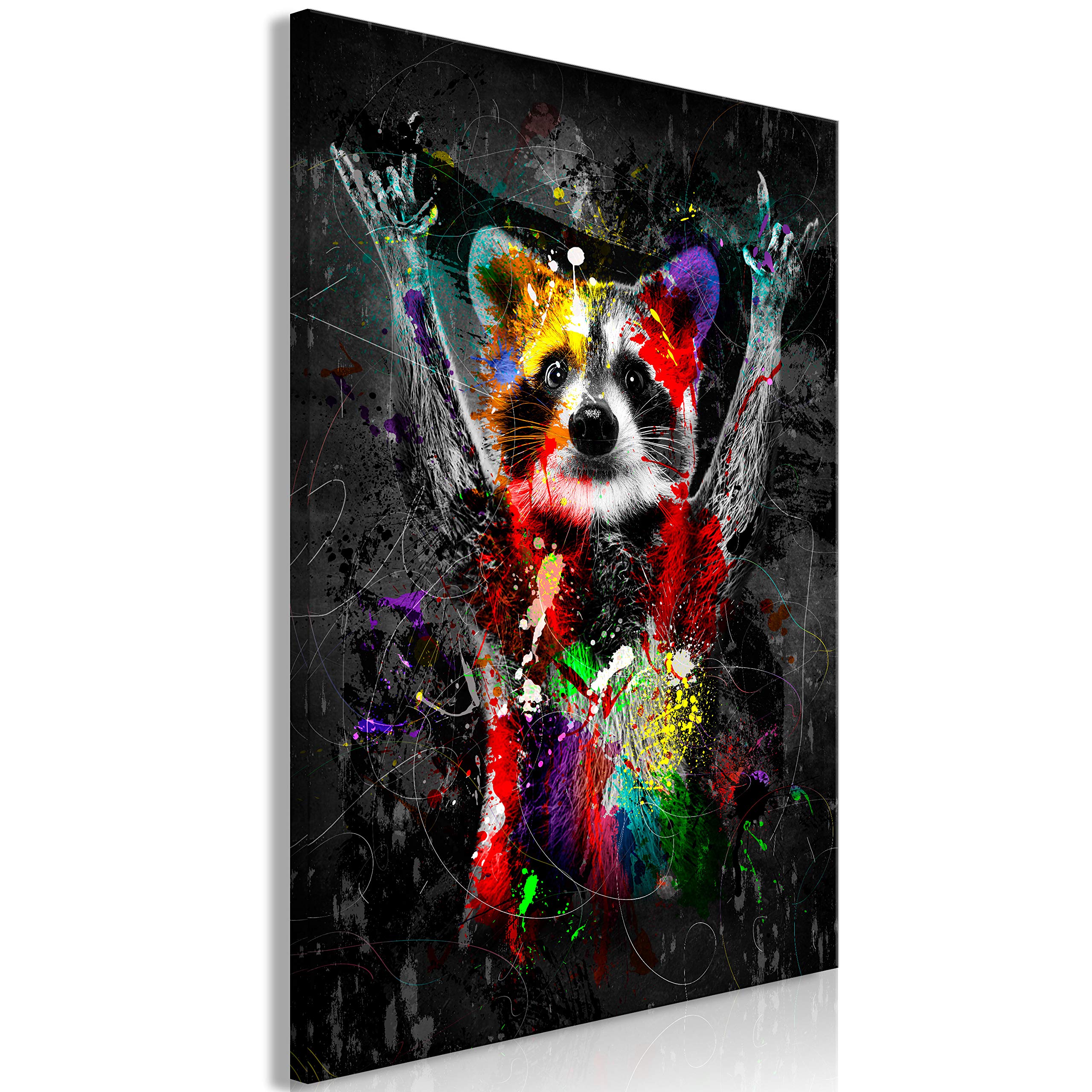 artgeist Acoustic Canvas Wall Art Print Raccoon 24x35 in - 1pcs Picture with Acoustic Foam Sound Print Artwork Room Acoustics Soundproofing Animals Paints g-A-0245-b-a
